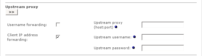 Displays HTTP advanced proxy upstream proxy configuration