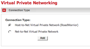 VPN connection type selection